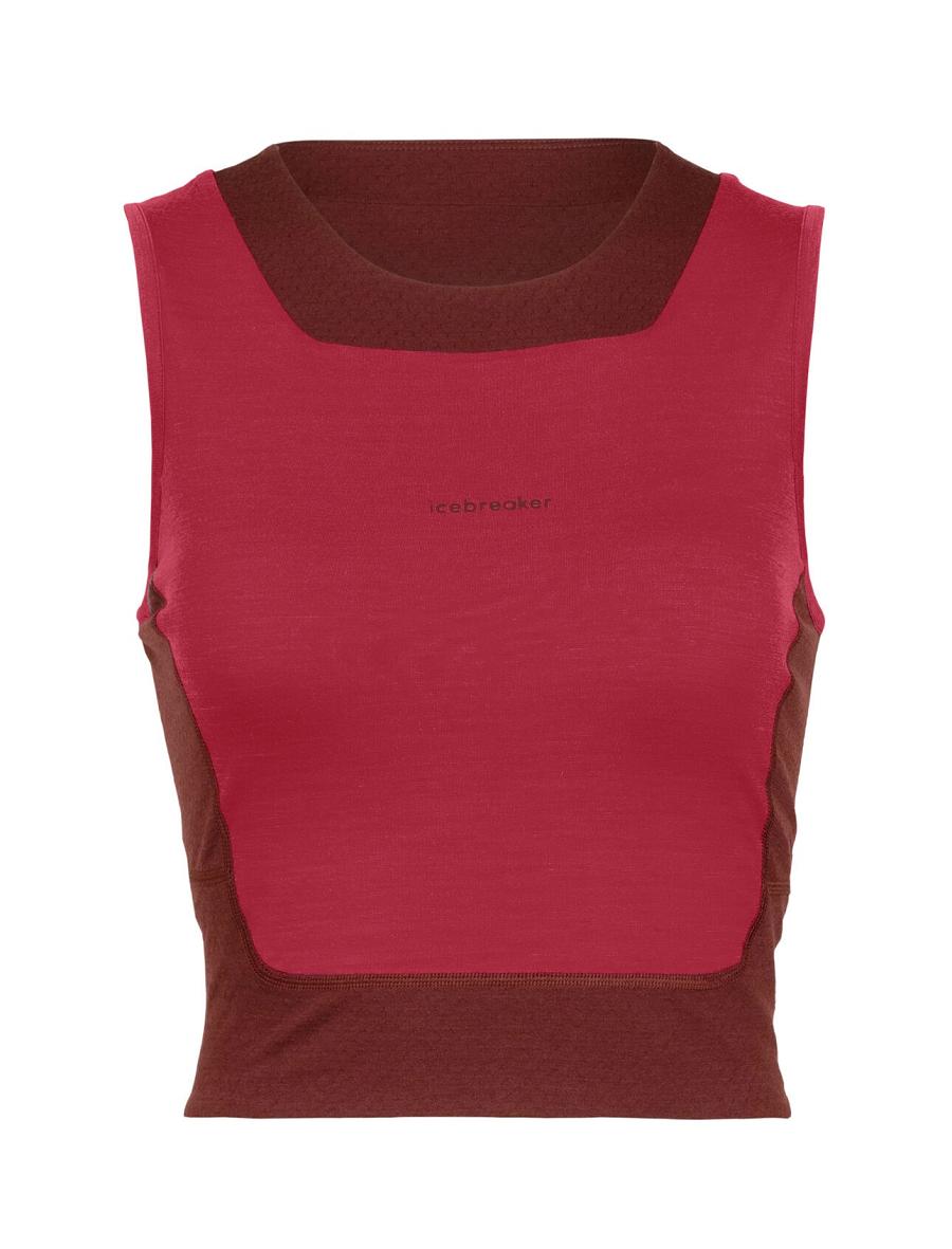 Koszulki Icebreaker ZoneKnit™ Merino Cropped Bra-Tank Damskie Różowe | PL 1374ZUTG